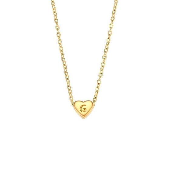 Gold Plated Dainty Heart with G Initial Chain Necklace Valentines Birthd… - Picture 1 of 5